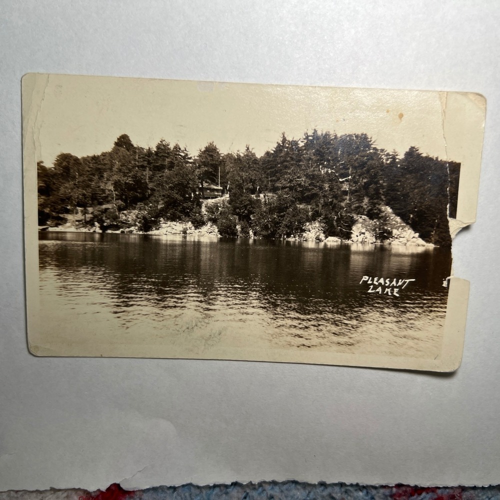 1922 ATQ RPPC Postcard Pleasant Lake Gouverneur New York Kodak Real Photo US VTG